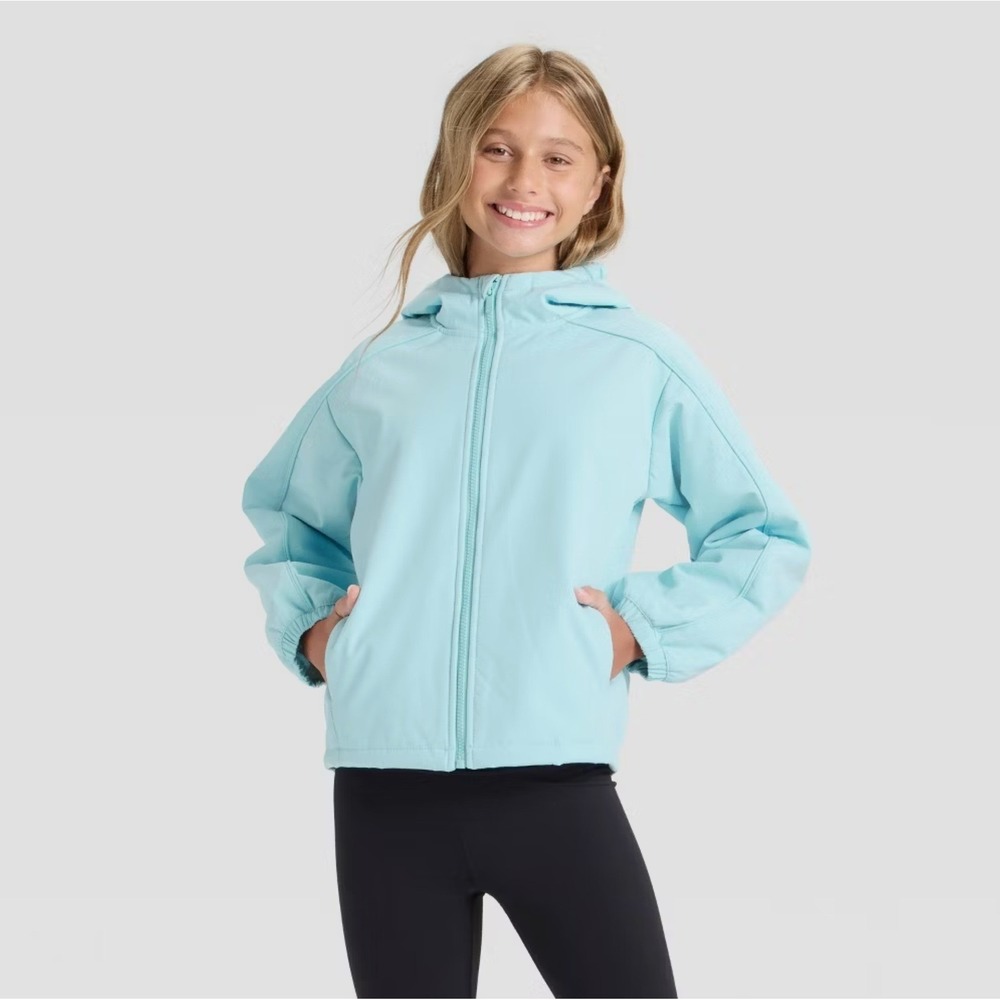 All in Motion Girls' Softshell Fleece Jacket - Blue - Large 10/12